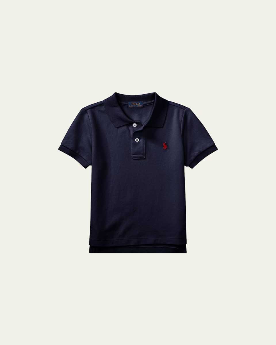 Short-Sleeve Logo Embroidery Polo Shirt, Size 2-3